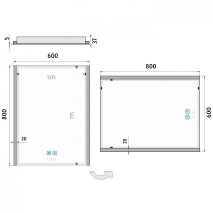 NIMCO ZP 11002VX - LED Ogledalo za kupaonicu s prigušivim pozadinskim osvjetljenjem LED/24W/230V 3000-6500K 80x60 cm IP44