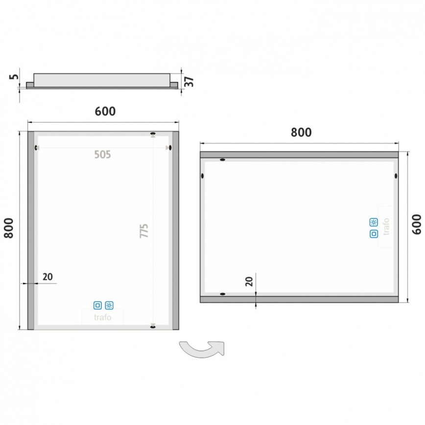 NIMCO ZP 11002VX - LED Ogledalo za kupaonicu s prigušivim pozadinskim osvjetljenjem LED/24W/230V 3000-6500K 80x60 cm IP44