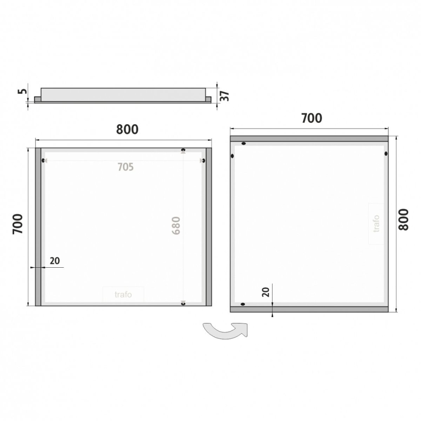NIMCO ZP 11003 - LED Kupaonsko ogledalo s pozadinskim osvjetljenjem LED/21W/230V 6500K 70x80 cm IP44