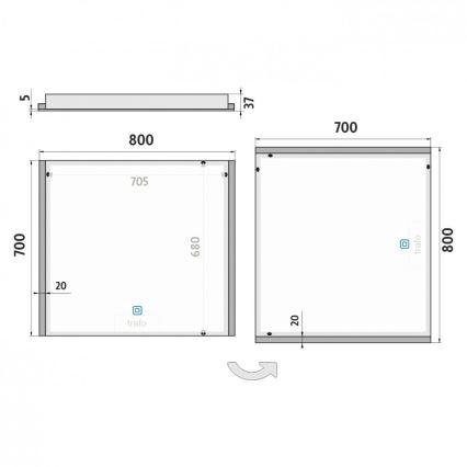 NIMCO ZP 11003V - LED Ogledalo za kupaonicu s prigušivim pozadinskim osvjetljenjem LED/21W/230V 3000-6500K 70x80 cm IP44