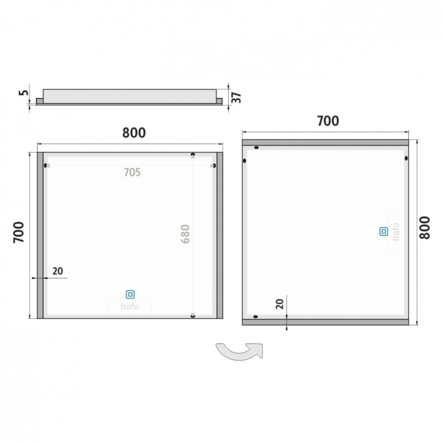 NIMCO ZP 11003V - LED Ogledalo za kupaonicu s prigušivim pozadinskim osvjetljenjem LED/21W/230V 3000-6500K 70x80 cm IP44