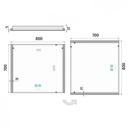 NIMCO ZP 11003VX - LED Ogledalo za kupaonicu s prigušivim pozadinskim osvjetljenjem LED/21W/230V 3000-6500K 70x80 cm IP44