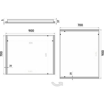 NIMCO ZP 11019 - LED Kupaonsko ogledalo s pozadinskim osvjetljenjem LED/21W/230V 6500K 70x90 cm IP44