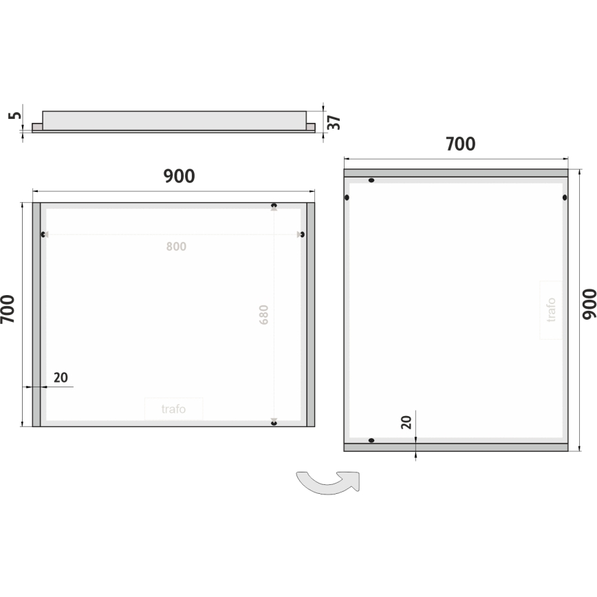 NIMCO ZP 11019 - LED Kupaonsko ogledalo s pozadinskim osvjetljenjem LED/21W/230V 6500K 70x90 cm IP44