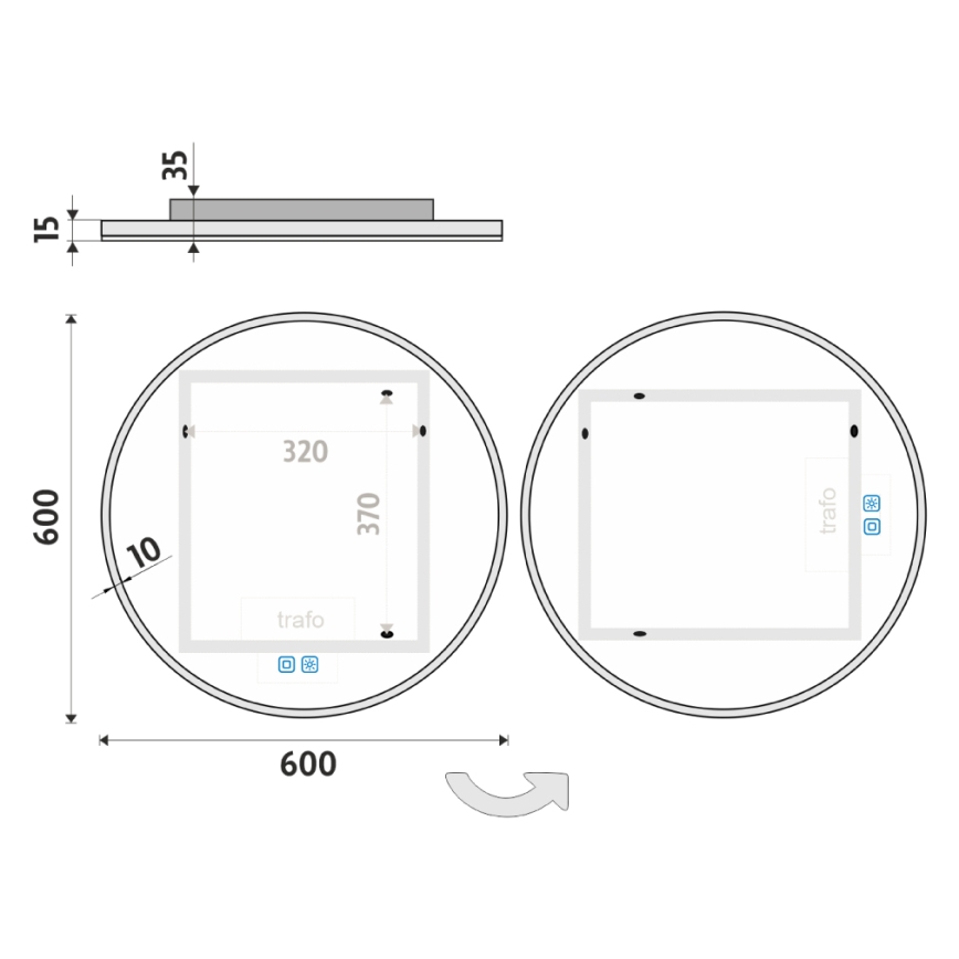 NIMCO ZP 26000RVX - LED Ogledalo za kupaonicu s prigušivim pozadinskim osvjetljenjem LED/26W/230V 3000-6500K pr. 60 cm IP44