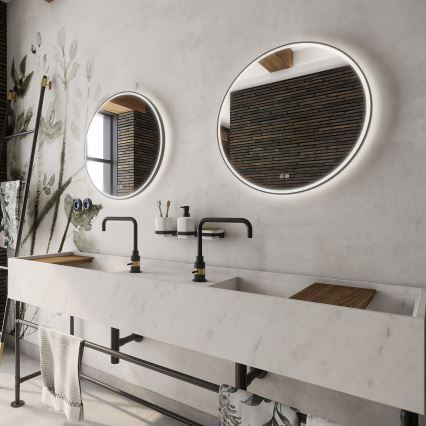 NIMCO ZPC 28000RVX-90 - LED prigušivo kupaonsko ogledalo s pozadinskim LED osvjetljenjem LED/26W/230V 3000-6500K Ø 60 cm mat crna IP44