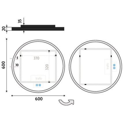 NIMCO ZPC 28000RVX-90 - LED prigušivo kupaonsko ogledalo s pozadinskim LED osvjetljenjem LED/26W/230V 3000-6500K Ø 60 cm mat crna IP44