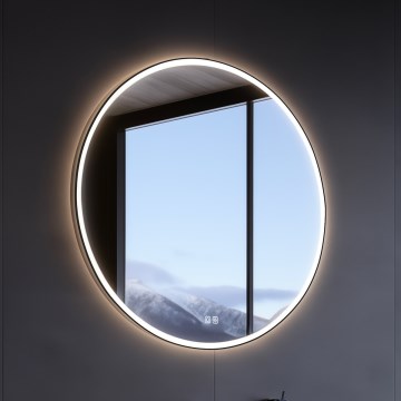 NIMCO ZPC 28000RVX-90 - LED prigušivo osvijetljeno kupaonsko ogledalo LED/26W/230V 3000-6500K promjer 60 cm mat crna IP44