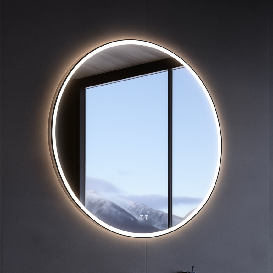 NIMCO ZPC 28000RVX-90 - LED prigušivo osvijetljeno kupaonsko ogledalo LED/26W/230V 3000-6500K promjer 60 cm mat crna IP44