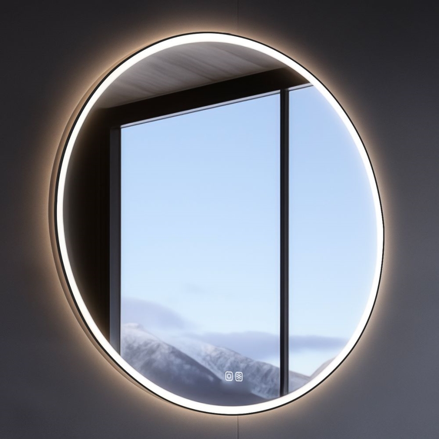 NIMCO ZPC 28001RVX-90 - LED Dimmabilno osvijetljeno kupaonsko ogledalo LED/33W/230V 3000-6500K promjer 70 cm mat crna IP44