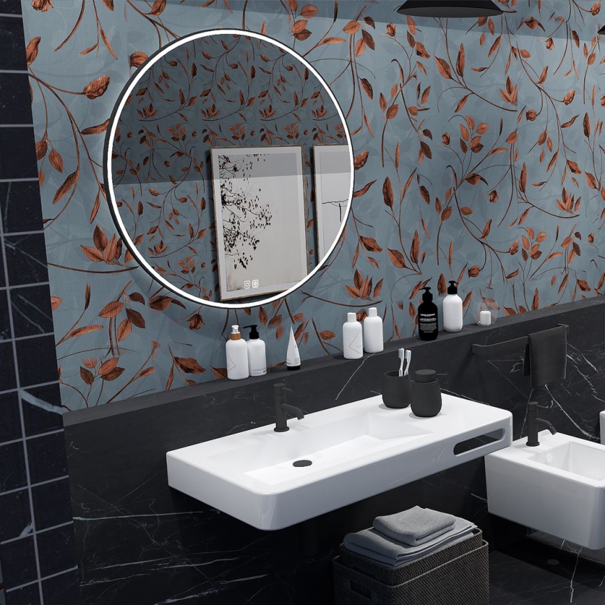 NIMCO ZPC 28001RVX-90 - LED prigušivo kupaonsko ogledalo s pozadinskim osvjetljenjem LED/33W/230V 3000-6500K Ø 70 cm mat crne boje IP44