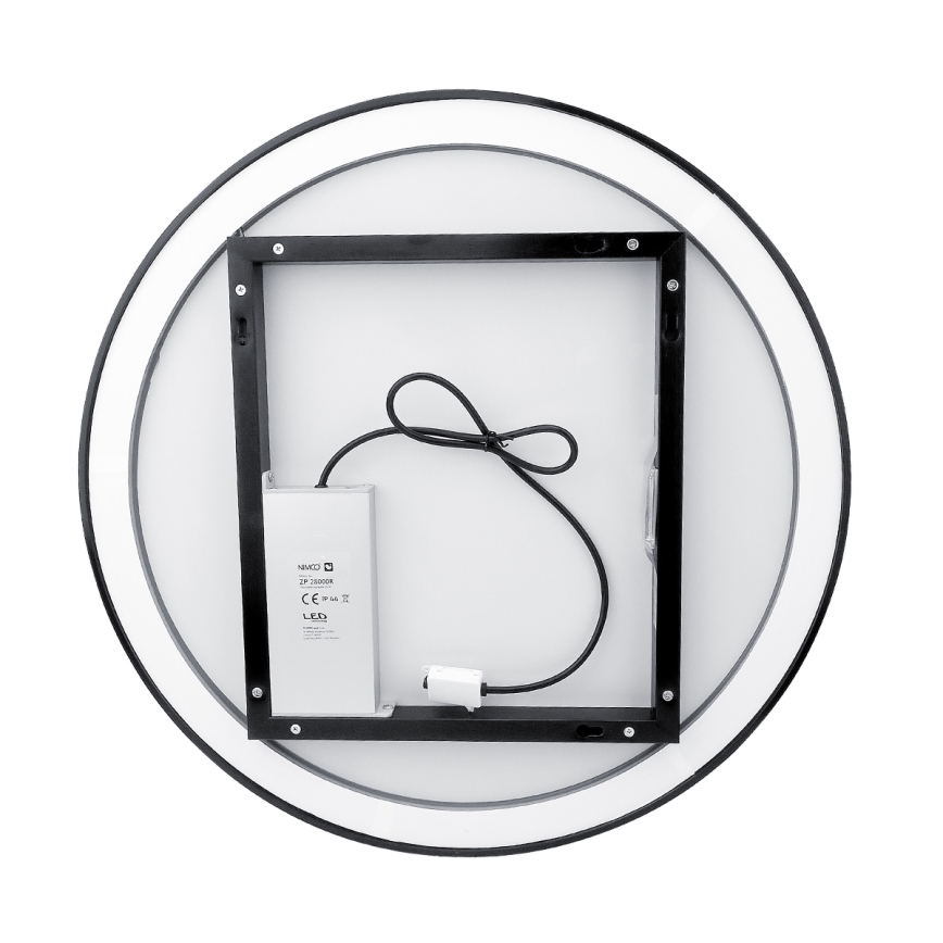 NIMCO ZPC 28001RVX-90 - LED prigušivo kupaonsko ogledalo s pozadinskim osvjetljenjem LED/33W/230V 3000-6500K Ø 70 cm mat crne boje IP44