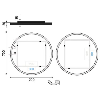 NIMCO ZPC 28001RVX-90 - LED prigušivo kupaonsko ogledalo s pozadinskim osvjetljenjem LED/33W/230V 3000-6500K Ø 70 cm mat crne boje IP44