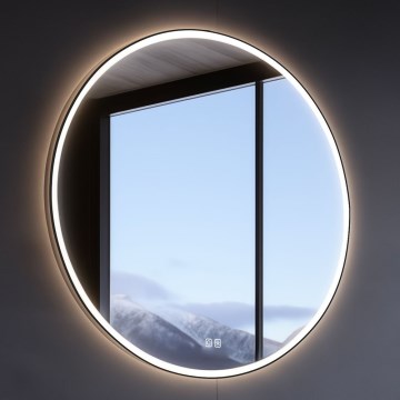 NIMCO ZPC 28001RVX-90 - LED prigušivo kupaonsko ogledalo s pozadinskim osvjetljenjem LED/33W/230V 3000-6500K Ø 70 cm mat crne boje IP44