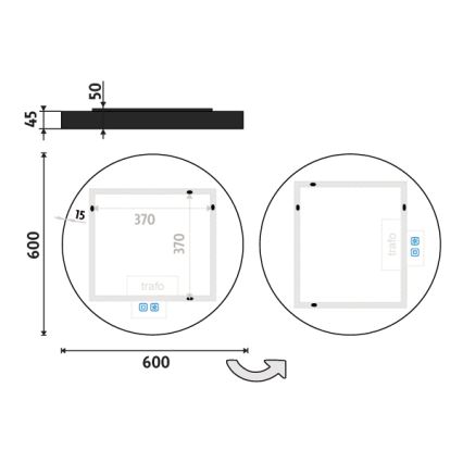 NIMCO ZPC 31000RVX-90 - LED Ogledalo za kupaonicu s prigušivim pozadinskim osvjetljenjem LED/20W/230V 3000-6500K pr. 60 cm mat crna IP44