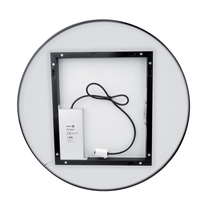 NIMCO ZPC 31001RVX-90 - LED Ogledalo za kupaonicu s prigušivim pozadinskim osvjetljenjem LED/22W/230V 3000-6500K pr. 70 cm mat crna IP44