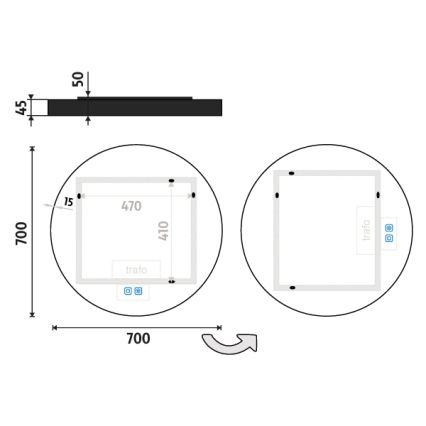 NIMCO ZPC 31001RVX-90 - LED Ogledalo za kupaonicu s prigušivim pozadinskim osvjetljenjem LED/22W/230V 3000-6500K pr. 70 cm mat crna IP44