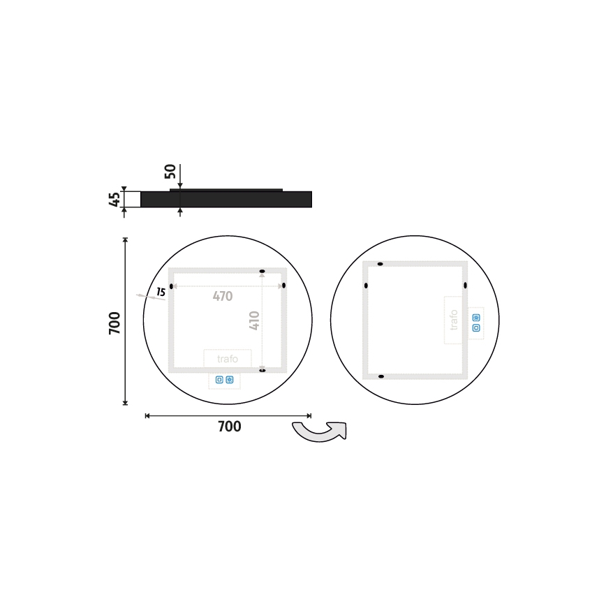 NIMCO ZPC 31001RVX-90 - LED Ogledalo za kupaonicu s prigušivim pozadinskim osvjetljenjem LED/22W/230V 3000-6500K pr. 70 cm mat crna IP44