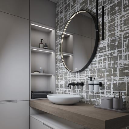 NIMCO ZPC 31001RVX-90 - LED kupaonsko ogledalo s pozadinskim osvjetljenjem i mogućnošću prigušivanja LED/22W/230V 3000-6500K promjer 70 cm, mat crne boje, IP44