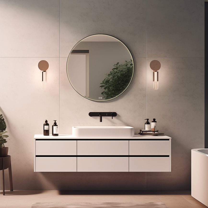 NIMCO ZPC 31001RVX-90 - LED kupaonsko ogledalo s pozadinskim osvjetljenjem i mogućnošću prigušivanja LED/22W/230V 3000-6500K promjer 70 cm, mat crne boje, IP44