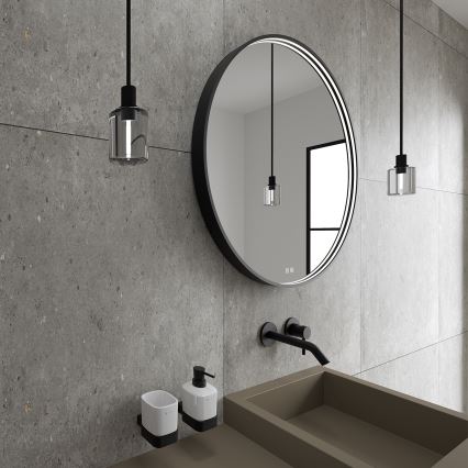 NIMCO ZPC 31002RVX-90 - LED prigušivo kupaonsko ogledalo s pozadinskim osvjetljenjem LED/26W/230V 3000–6500K Ø 80 cm mat crna IP44