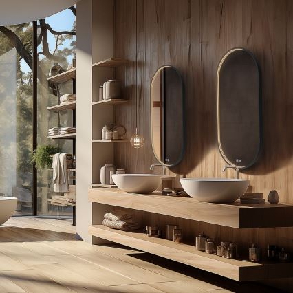 NIMCO ZPC 32002LVX-90 - LED prigušivo kupaonsko ogledalo s pozadinskim LED osvjetljenjem/25W/230V 3000-6500K 80x40 cm mat crna IP44