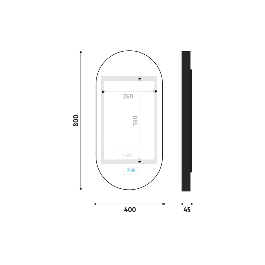 NIMCO ZPC 32002LVX-90 - LED Ogledalo za kupaonicu s prigušivim pozadinskim osvjetljenjem LED/25W/230V 3000-6500K 80x40 cm mat crna  IP44