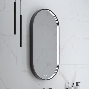 NIMCO ZPC 32002LVX-90 - LED prigušivo kupaonsko ogledalo s pozadinskim LED osvjetljenjem/25W/230V 3000-6500K 80x40 cm mat crna IP44