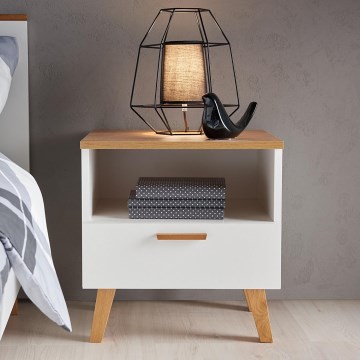 Noćni ormarić FRISK 50x48 cm bijela/prirodni hrast