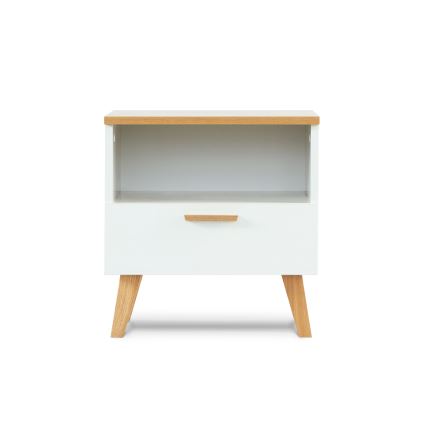 Noćni ormarić FRISK 50x48 cm bijela/prirodni hrast