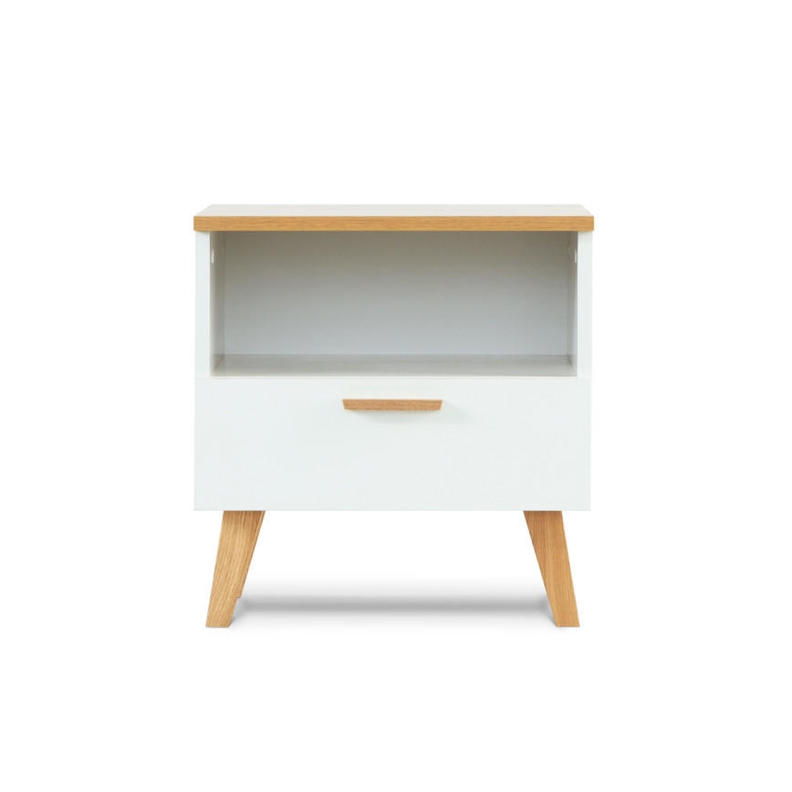 Noćni ormarić FRISK 50x48 cm bijela/prirodni hrast