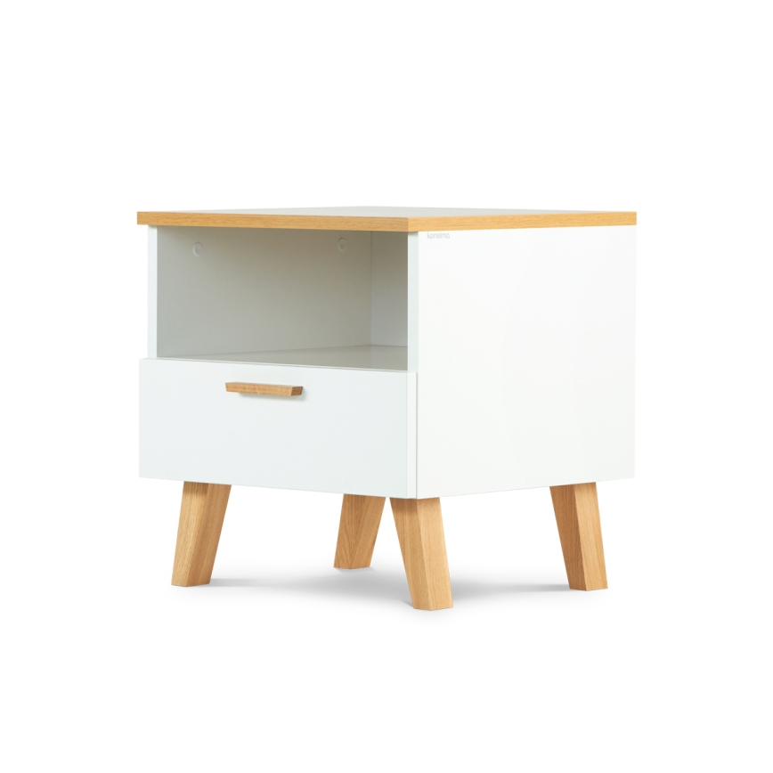 Noćni ormarić FRISK 50x48 cm bijela/prirodni hrast