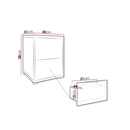 Noćni ormarić GESITA 38x30 cm kašmir