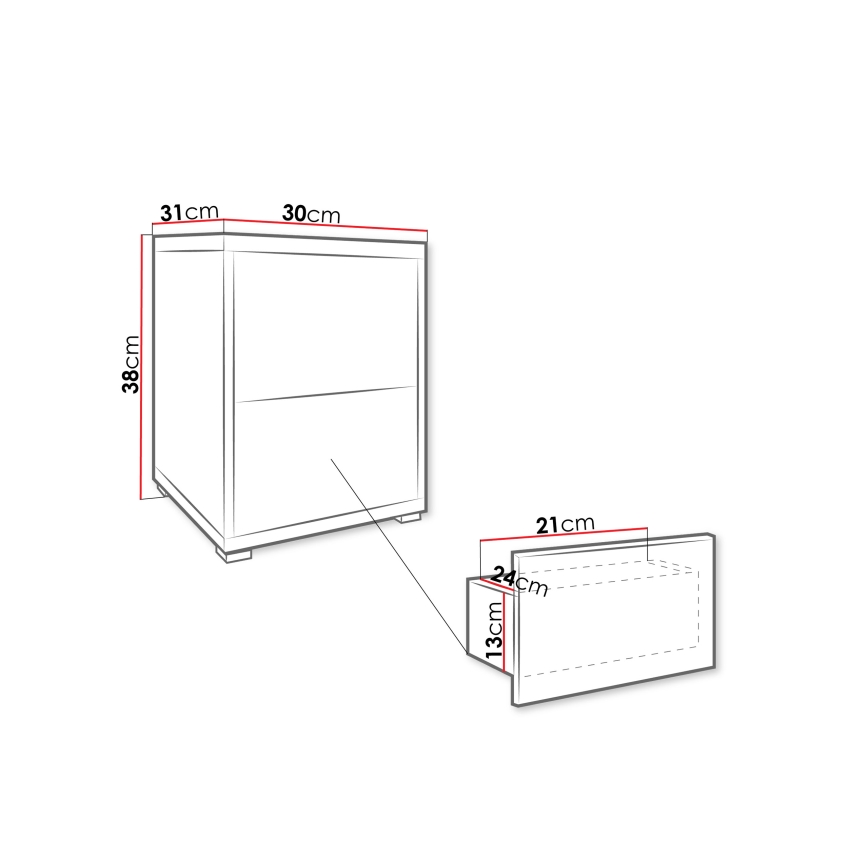 Noćni ormarić GESITA 38x30 cm kašmir