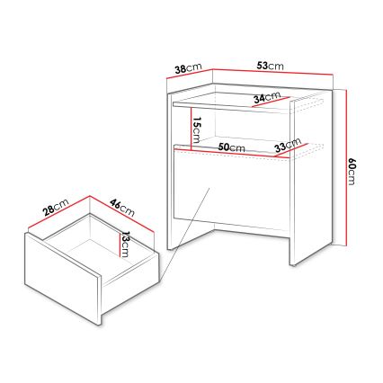 Noćni ormarić JAPANDI 60x53 cm hrast Baltic Storm