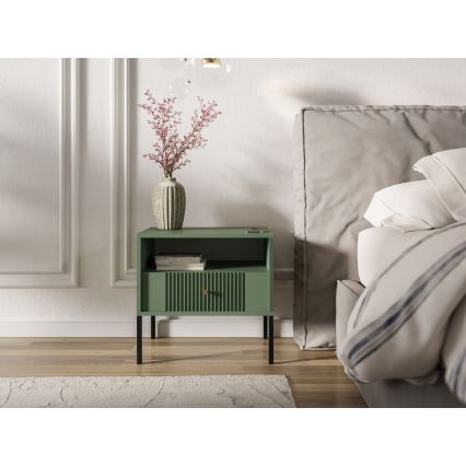 Noćni ormarić LUE zelena/crna