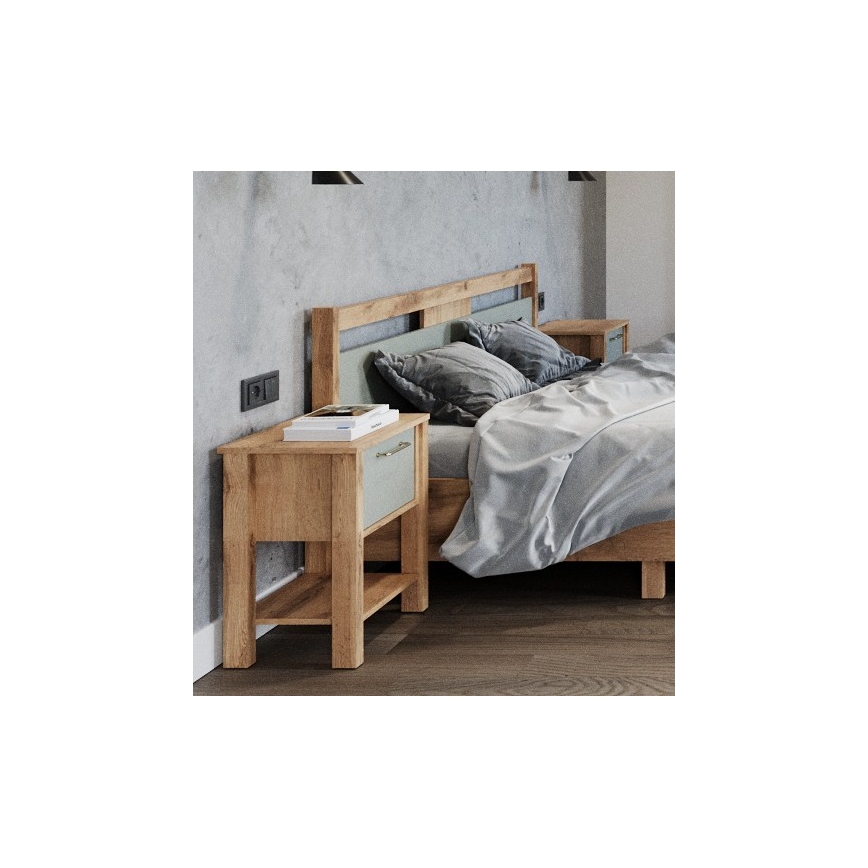 Noćni ormarić MENTA 42x59 cm hrast Wotan/zelena