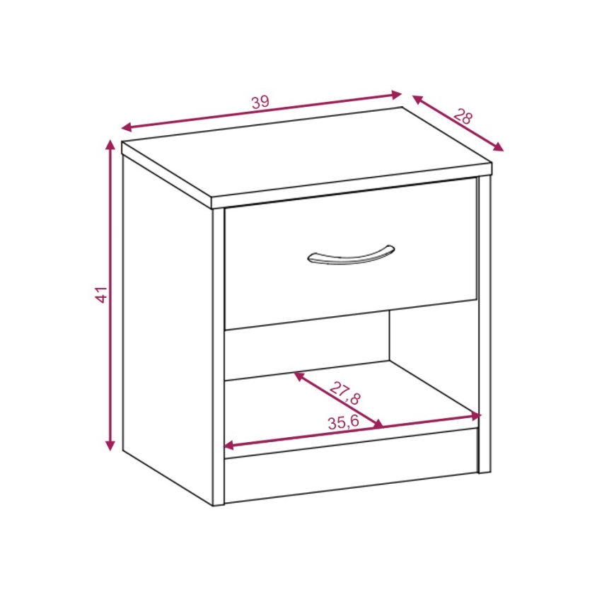 Noćni ormarić NED hrast Wotan