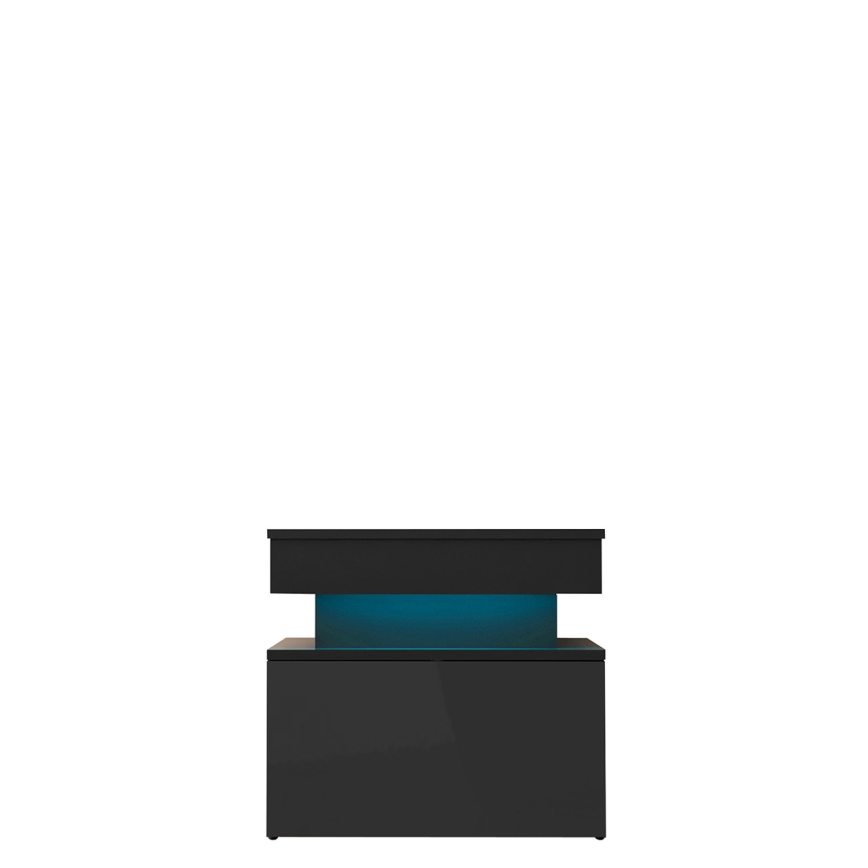 Noćni ormarić s LED rasvjetom GLOSSA 51x55 cm crna/sjajna crna