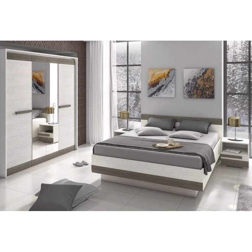 Noćni ormarić SARPA 45x46 cm bijela/smeđa