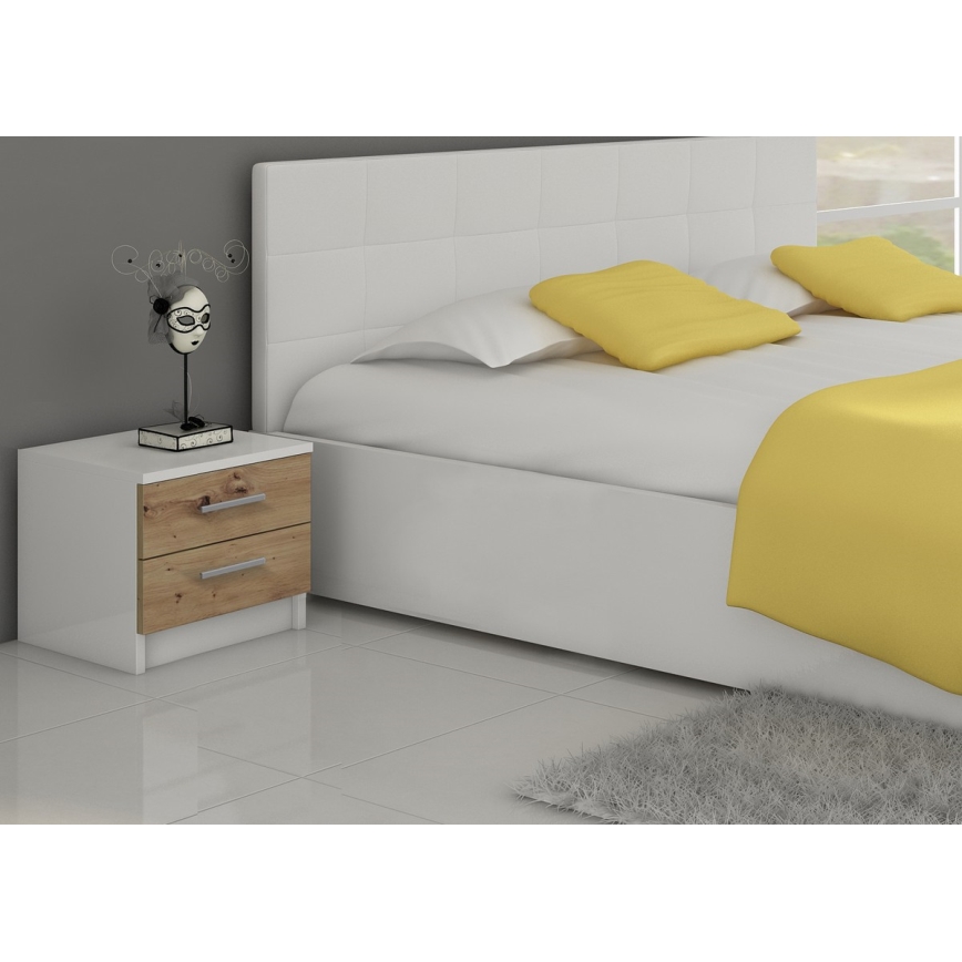 Noćni ormarić TOD bijela/hrast artisan