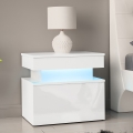 Noćni stolić s LED osvjetljenjem GLOSSA 51x55 cm bijela / visokog sjaja