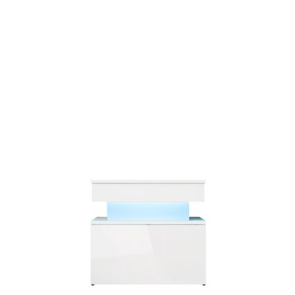 Noćni stolić s LED osvjetljenjem GLOSSA 51x55 cm bijela / visokog sjaja