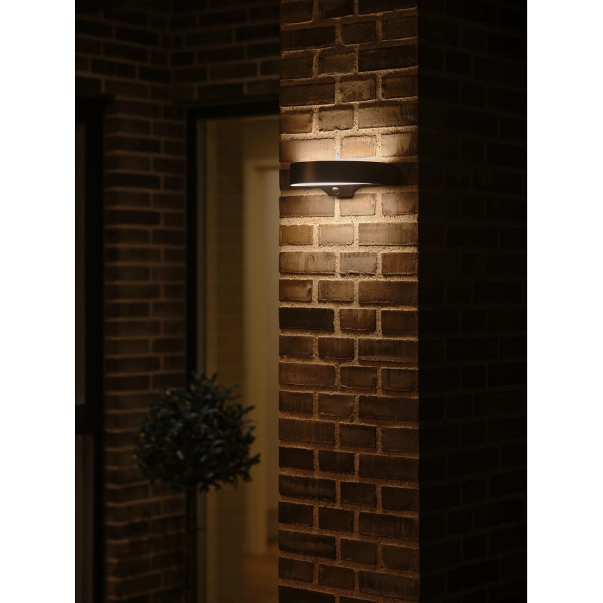 Nordlux - LED Solarna zidna svjetiljka sa senzorom MONAY LED/5W/5V 3000K IP44 2000 mAh crna
