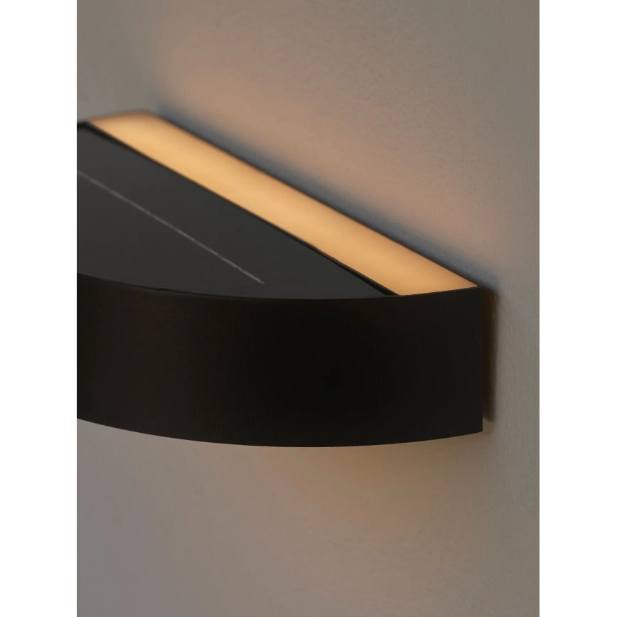 Nordlux - LED Solarna zidna svjetiljka sa senzorom MONAY LED/5W/5V 3000K IP44 2000 mAh crna