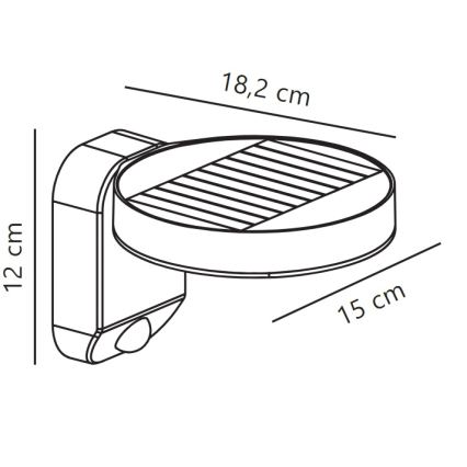 Nordlux - LED Solarna zidna svjetiljka sa senzorom RICA LED/5W/3,7V IP44 2200 mAh okrugli