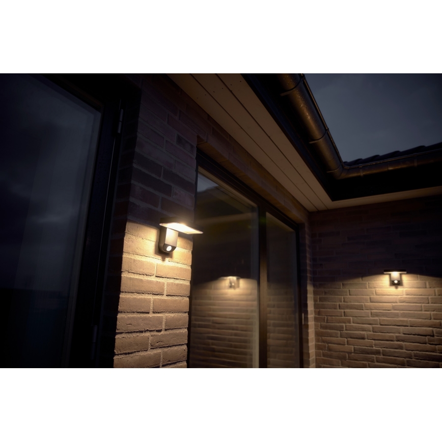 Nordlux - LED Solarna zidna svjetiljka sa senzorom RICA LED/5W/3,7V IP44 2200 mAh uglast