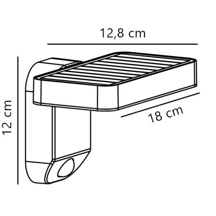 Nordlux - LED Solarna zidna svjetiljka sa senzorom RICA LED/5W/3,7V IP44 2200 mAh uglast