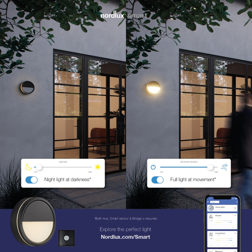 Nordlux - LED vanjsko zidno svjetlo s prigušivanjem AVA SMART LED/9,5W/230V 2700K IP54 crna
