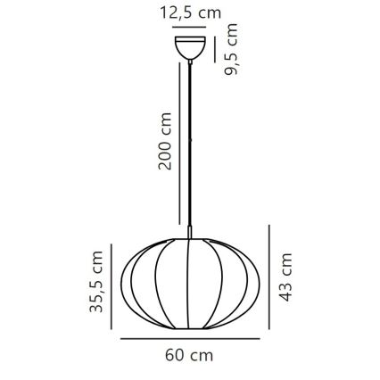 Nordlux - Luster na sajli AERON 1xE27/40W/230V pr. 60 cm